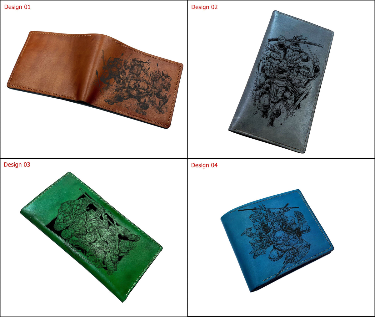 Mayan Corner - Personalized genuine leather handmade wallet, leather gift ideas for him, ninja turtle leather art wallet - master splinter - 01112213