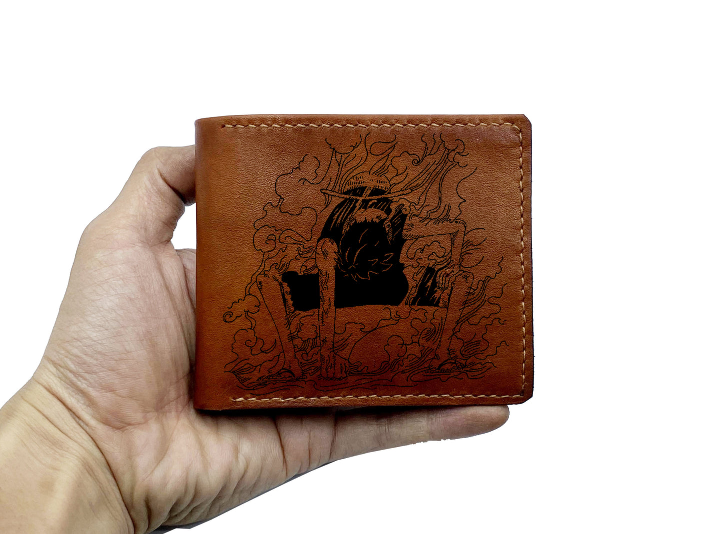 Personalized leather handmade wallet, anime pattern gift, One Piece leather men's wallet, leather anniversary gift idea for brother, husband, boyfriend