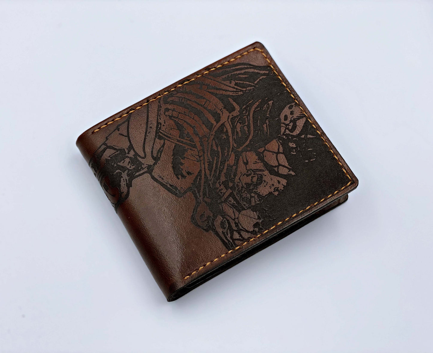 Mayan Corner - Predator monster leather handmade men's wallet, custom gifts for him, father's day gifts, anniversary gift for men