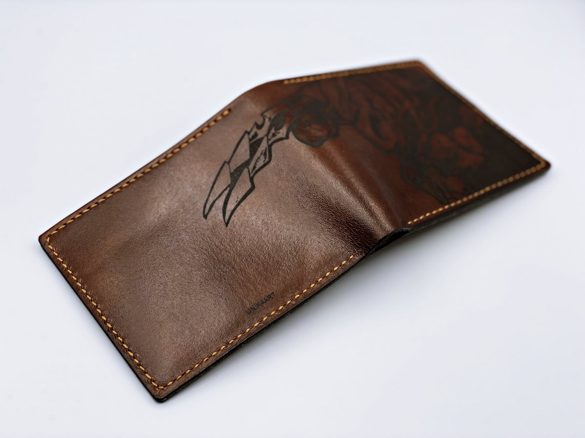 Mayan Corner - Predator monster leather handmade men's wallet, custom gifts for him, father's day gifts, anniversary gift for men