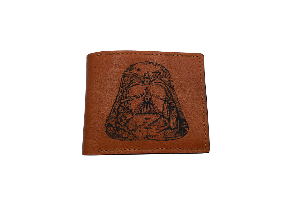 Custom leather gift for him, wallet for dad, cool leather present for boyfriend, starwars movie characters wallet