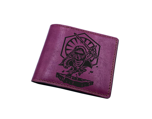 Leather anniversary present ideas for hiim, Starwars characters drawing art wallet, cool wallet for husband from wife