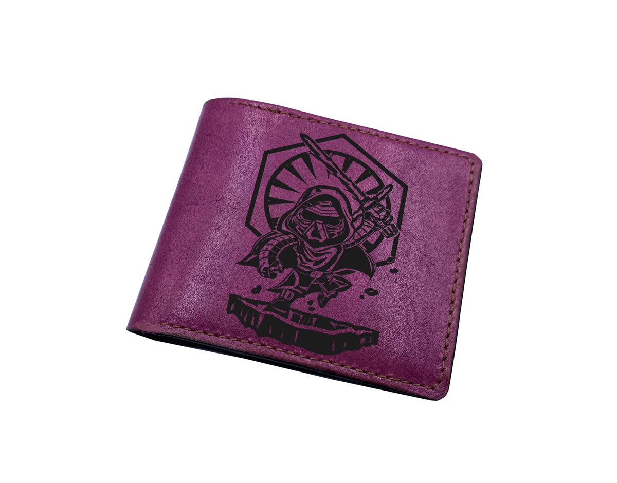 Customized Starwars art wallet, genuine leather bifold wallet, wallet for dad, starwars fan wallet, gift for him