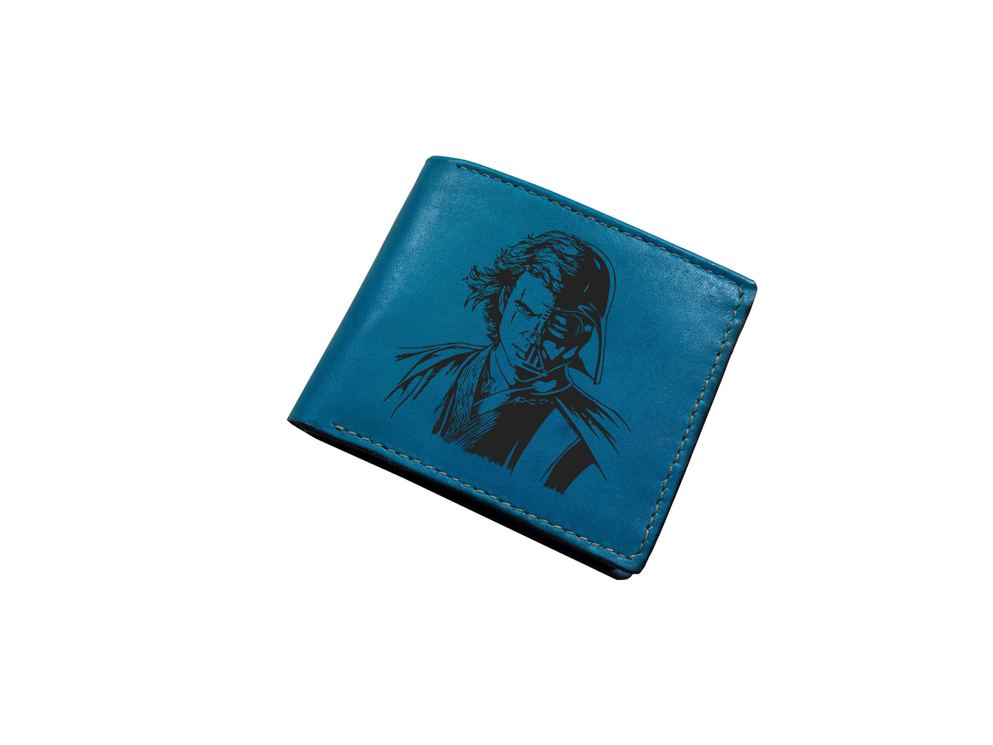 Customized Starwars art wallet, genuine leather bifold wallet, wallet for dad, starwars fan wallet, gift for him