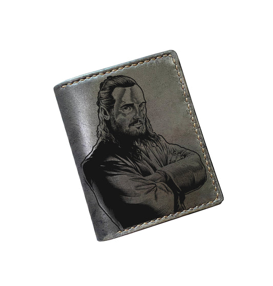 Qui-Gon Jinn Jedi master drawing, Starwars art present for men, leather men wallet, customized christmas gift ideas for him