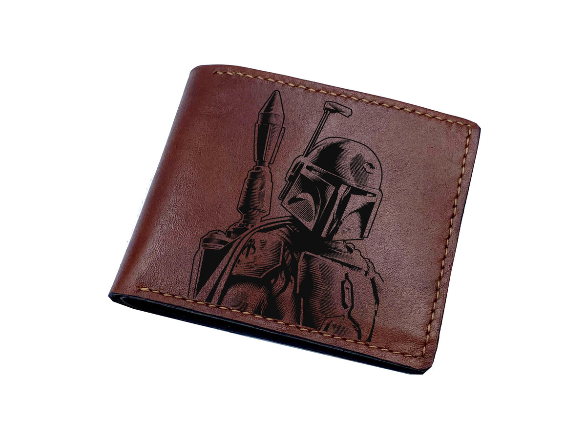 Qui-Gon Jinn Jedi master drawing, Starwars art present for men, leather men wallet, customized christmas gift ideas for him