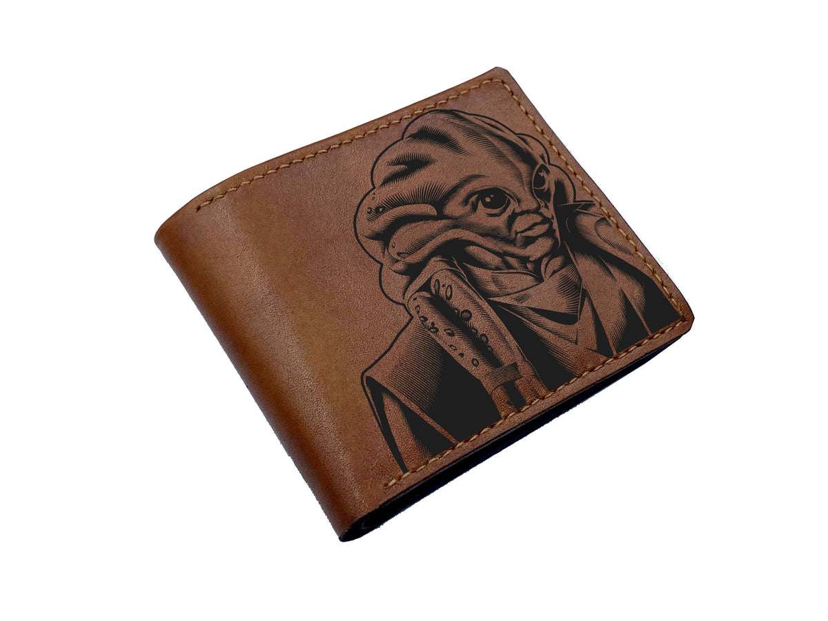 Starwars characters drawing art, customized engraving name wallet, wallet with initials, bifold leather wallet for men