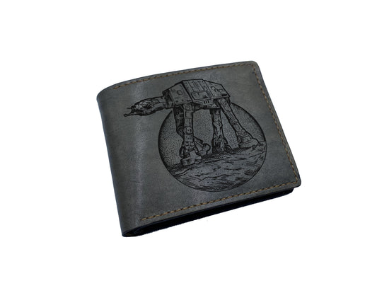 Starwars characters drawing art, customized engraving name wallet, wallet with initials, bifold leather wallet for men