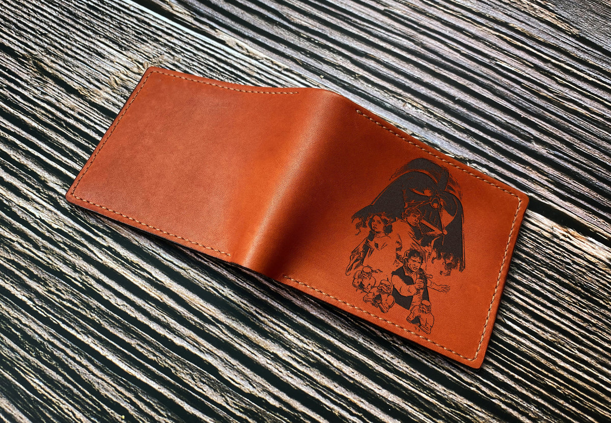 Starwars leather bifold wallet, Darth Vader men's gift, wedding birthday anniversary present for him