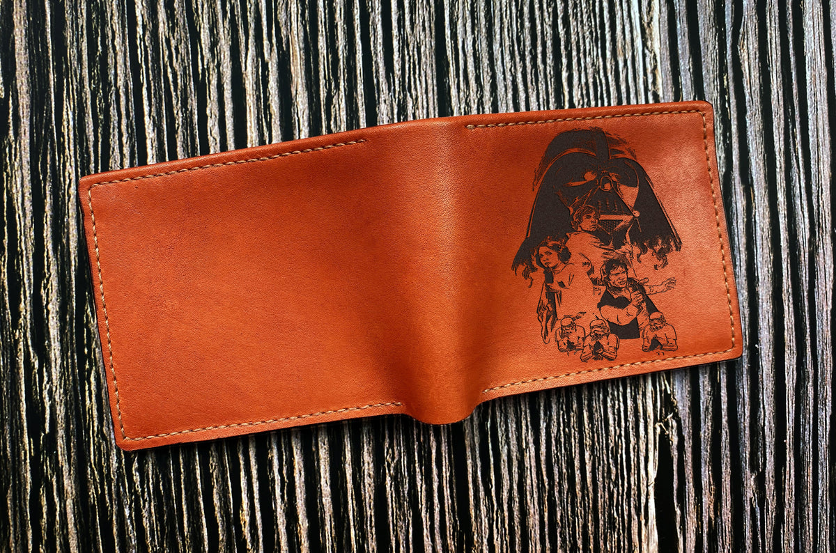 Starwars leather bifold wallet, Darth Vader men's gift, wedding birthday anniversary present for him