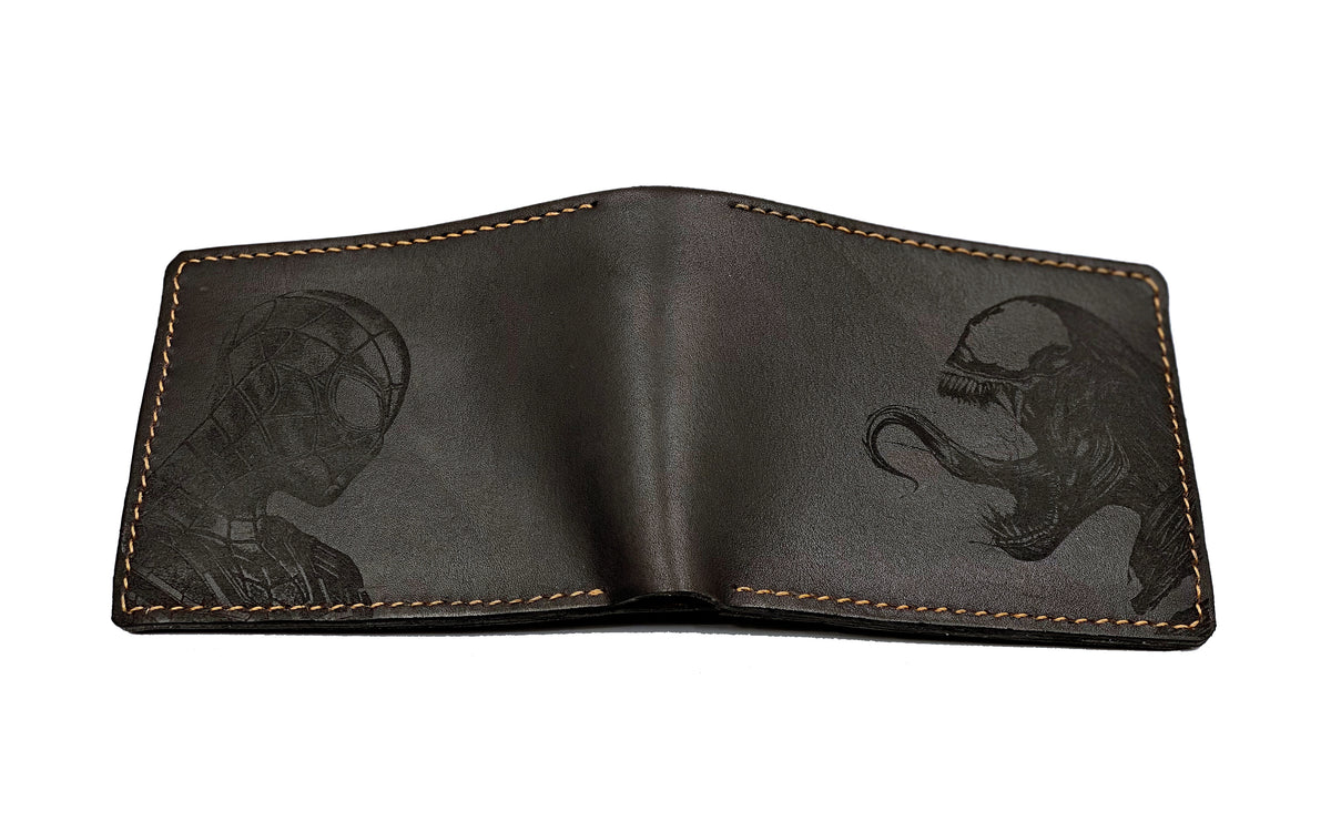 Mayan Corner - Venom spiderman leather handmade men's wallet, custom superheroes gifts for him, father's day gifts