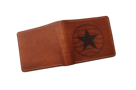 Mayan Corner - Superheroes leather handmade wallet, customized men's wallet, Leather gift ideas for men - Winter Soldier Star logo wallet
