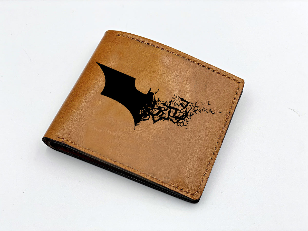 Mayan Corner - Customized leather handmade wallet, Batman superheroes men's wallet, the dark night batman gift idea for father, husband, boyfriend