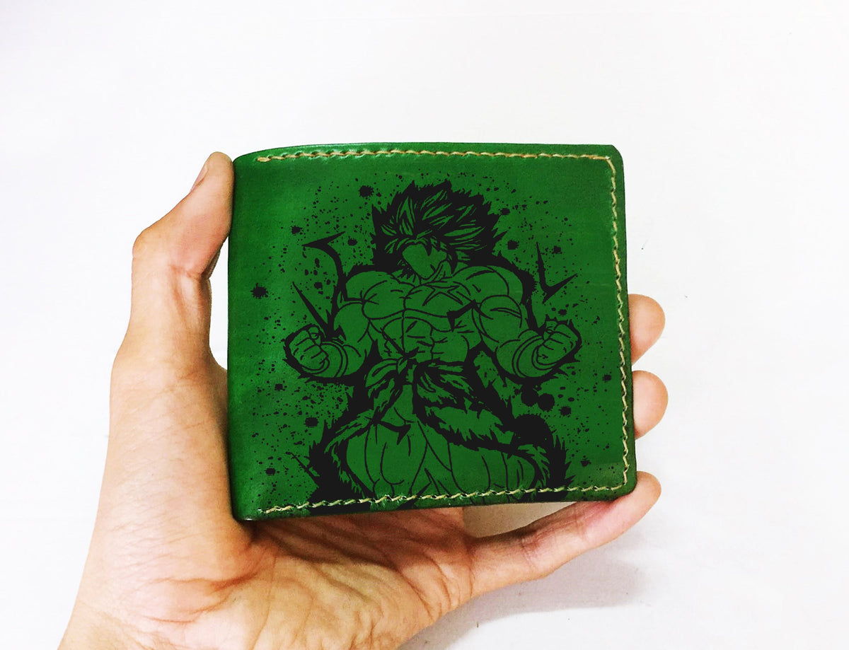 Mayan Corner - Son Goku Super Saiyan art wallet, anime characters leather gifts, leather anniversary present for him, dragon ball fan collection