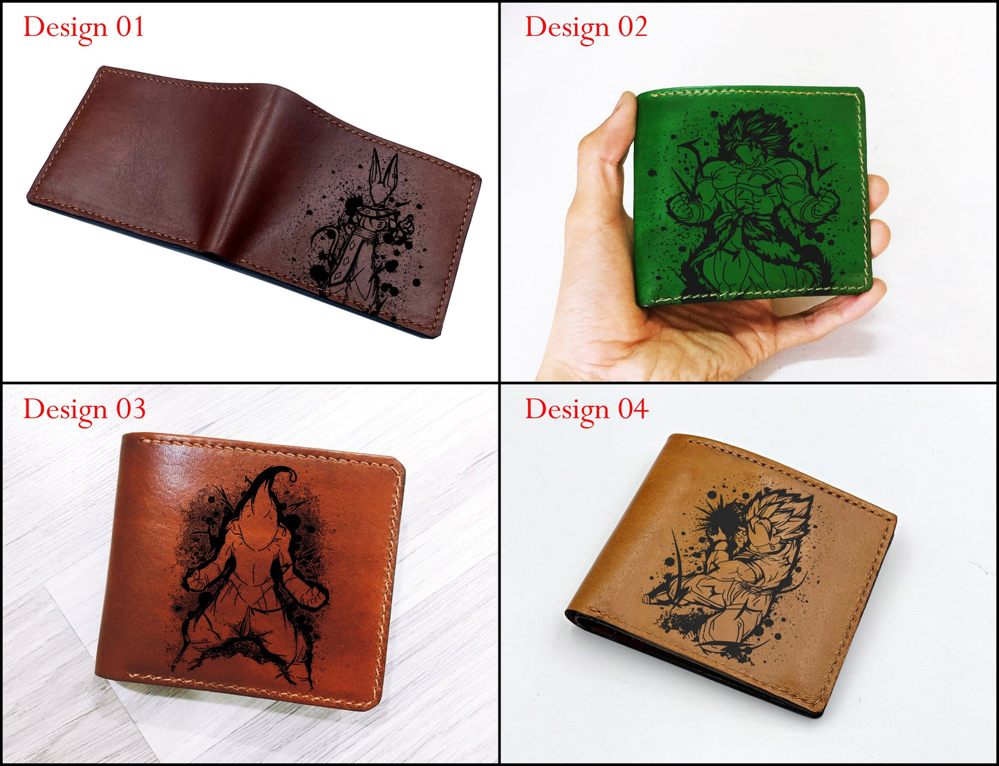 Mayan Corner - Personalized dragon ball leather gifts, japanese anime art wallet, majin buu drawing leather wallet, birthday gift for boyfriend