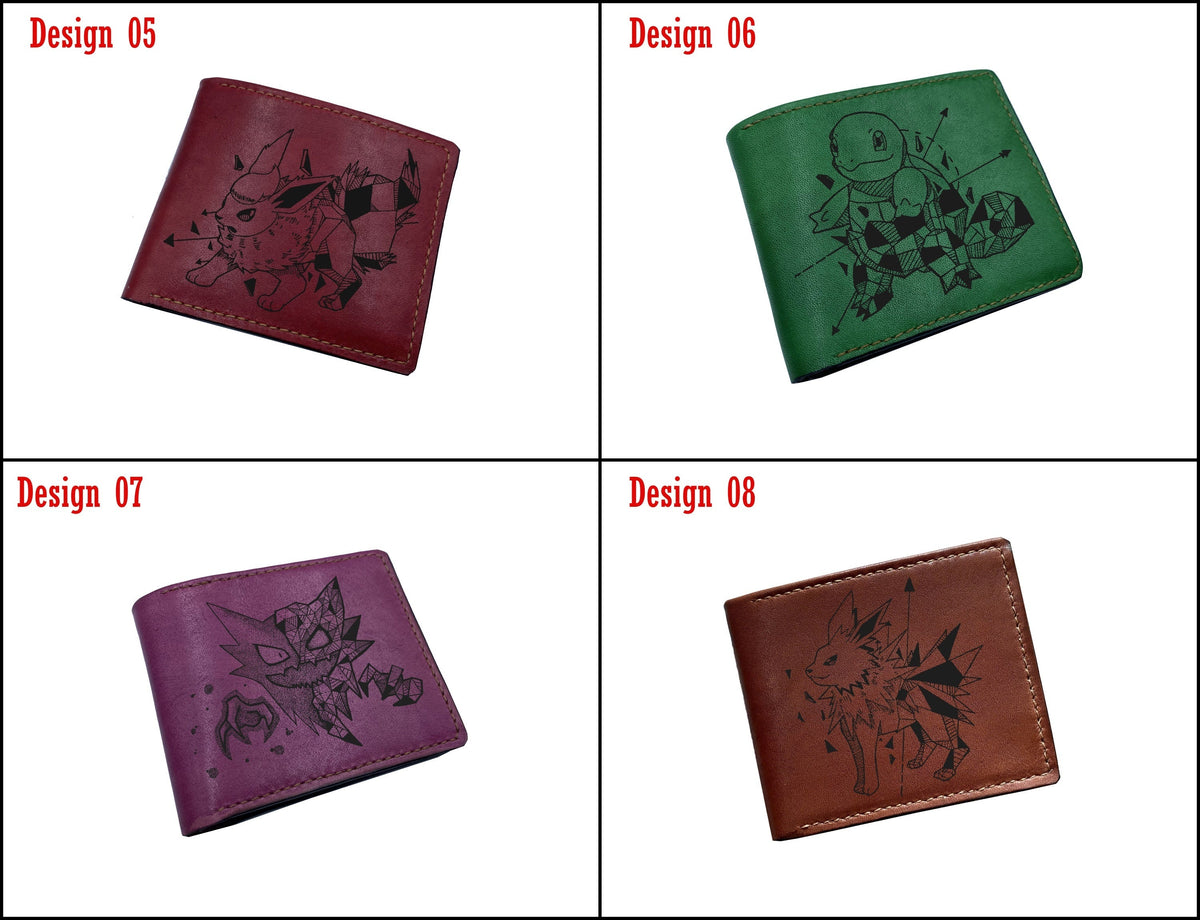 Mayan Corner - Pokemon geometric art leather wallet, customized leather gift for men, pokemon gift ideas -  Flareon PK27107