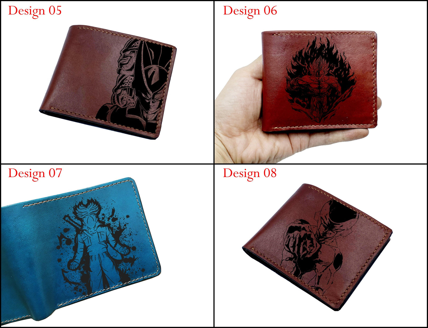 Mayan Corner - Personalized leather bifold wallet, Gohan super saiyan leather gift, anime leather present for boyfriend, husband, father