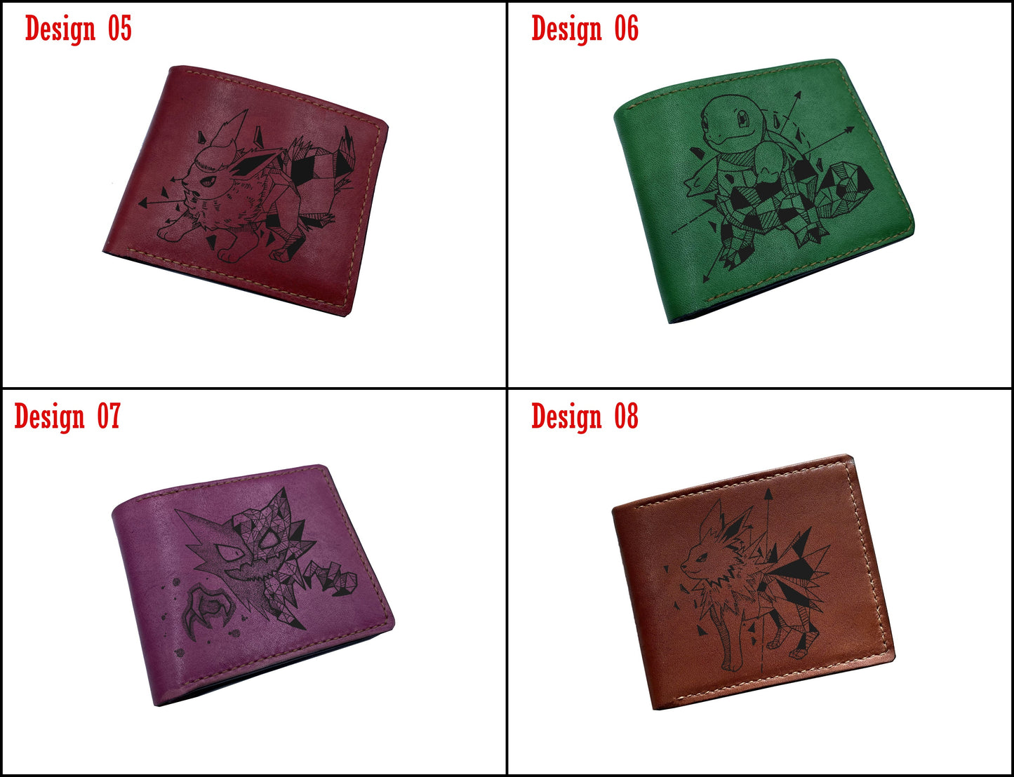 Mayan Corner - Pokemon geometric art leather wallet, customized leather gift for men, pokemon gift ideas -  Squirtle PK27103