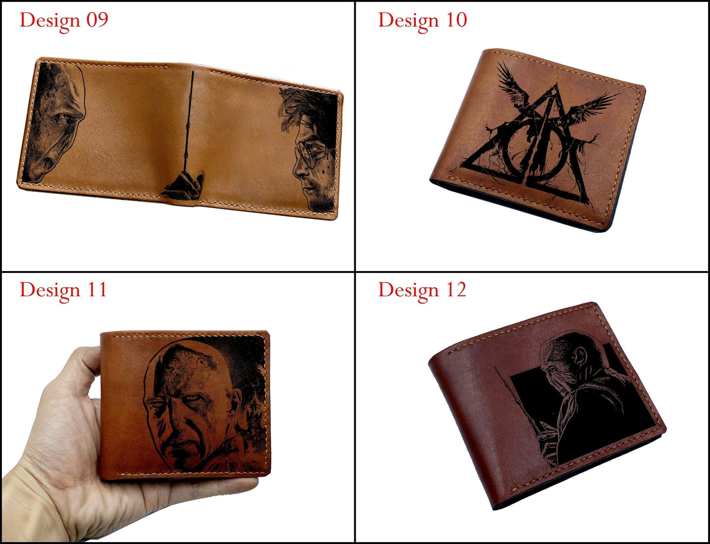 Mayan Corner - Personalized leather gift for men, Hogwarts school logo engraving leather wallet, bifold leather wallet