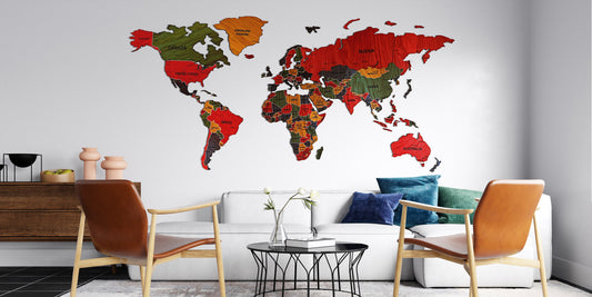 World map wooden map wall decor, wooden home decoration, wall art map, livingroom, kitchen, bedroom rustic decor - 02