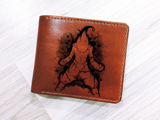 Mayan Corner - Personalized dragon ball leather gifts, japanese anime art wallet, majin buu drawing leather wallet, birthday gift for boyfriend
