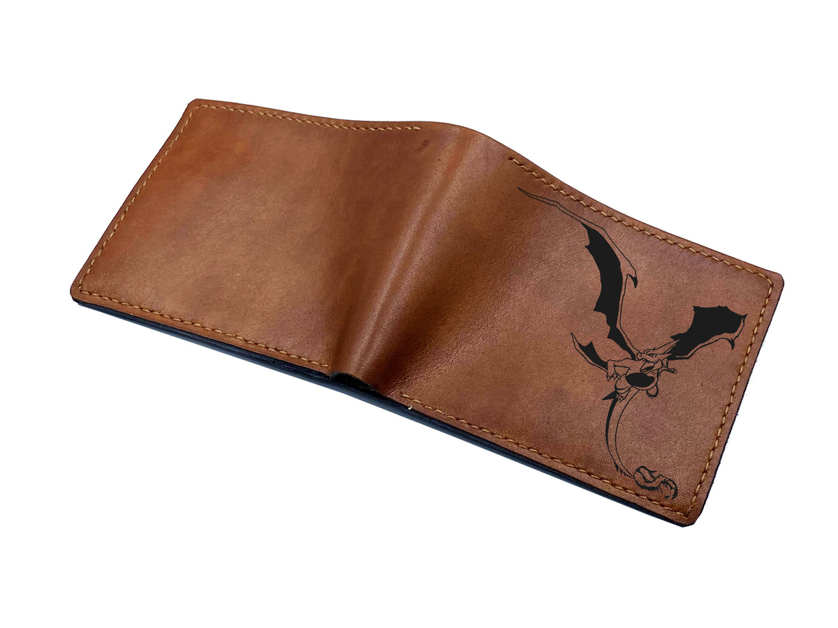 Mayan Corner - Customized leather handmade wallet for men, dragon men's wallet, gift for dad, husband, brother - white dragon blue eyes Yu-gi-oh! - 3110223