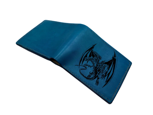 Mayan Corner - Customized leather handmade wallet for men, dragon men's wallet, gift for dad, husband, brother - white dragon blue eyes Yu-gi-oh! - 3110223
