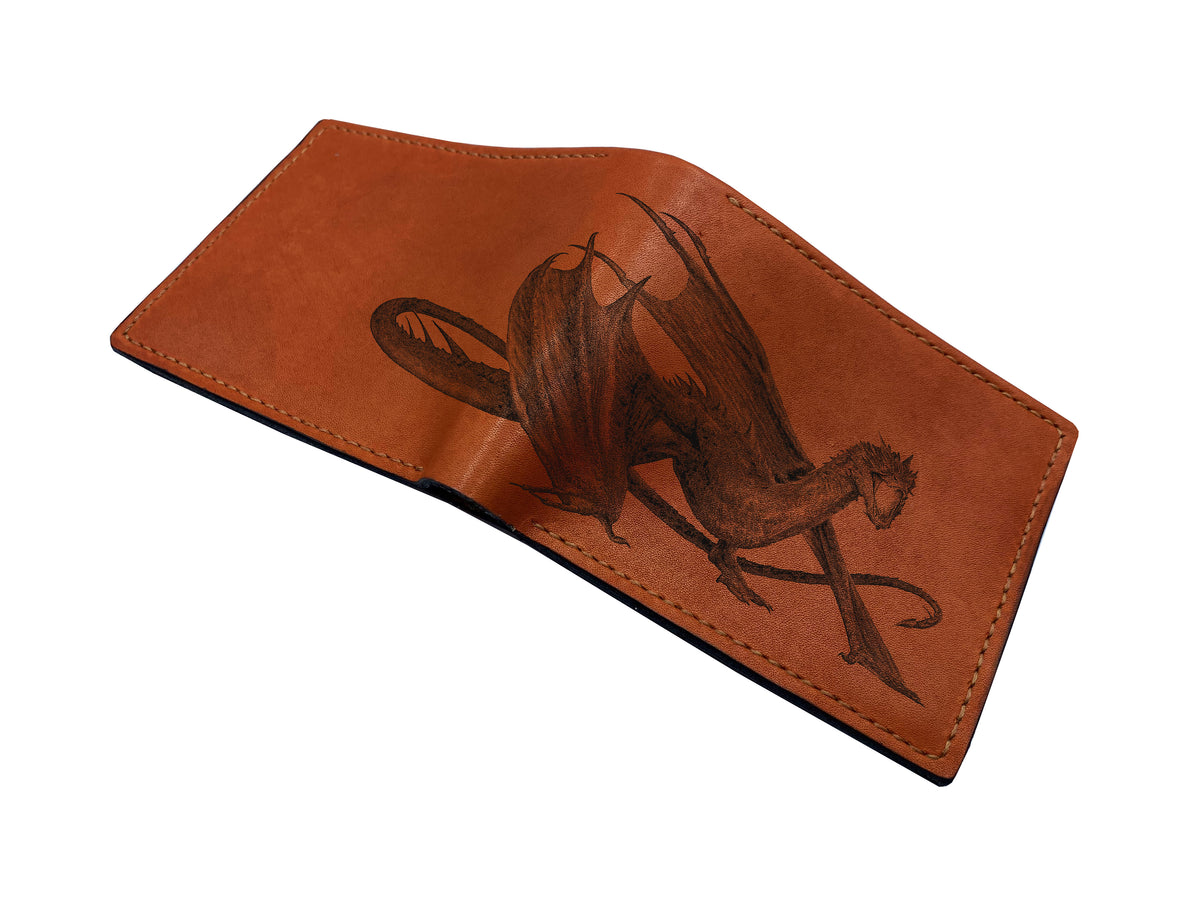 Mayan Corner - Customized leather handmade wallet for men, dragon men's wallet, gift for dad, husband, brother - Smaug The Lord of The rings - 3110225