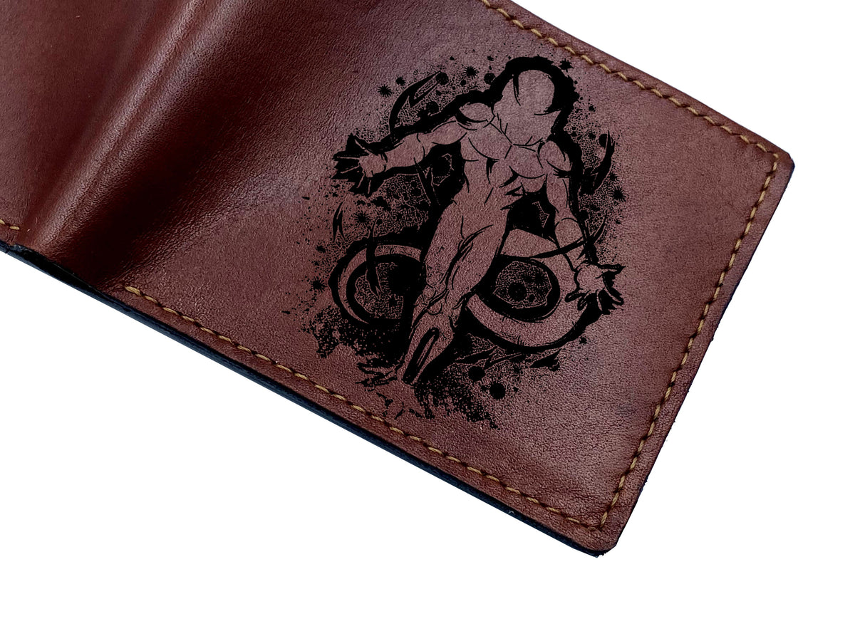 Mayan Corner - Freiza golden form leather wallet, customized dragon ball wallet, dragon ball leather gift for husband, cool gift for dad, super villain leather wallet