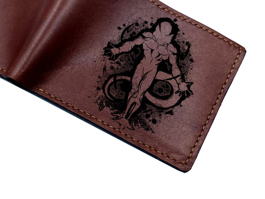 Mayan Corner - Freiza golden form leather wallet, customized dragon ball wallet, dragon ball leather gift for husband, cool gift for dad, super villain leather wallet