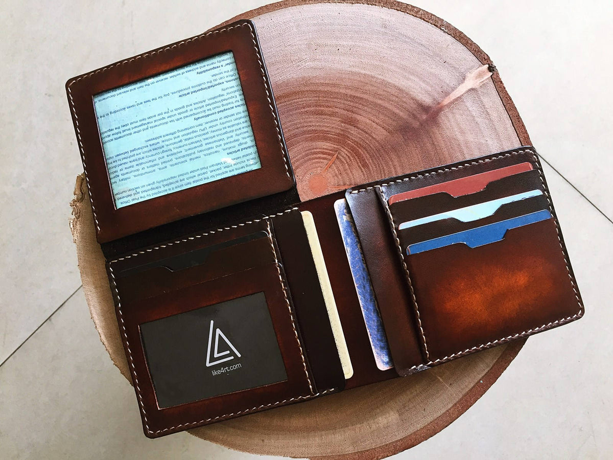 Personalized premium Genuine Leather handmade men's wallet, christmas gift idea for him 2020, boyfriend dad husband anniversary special presents