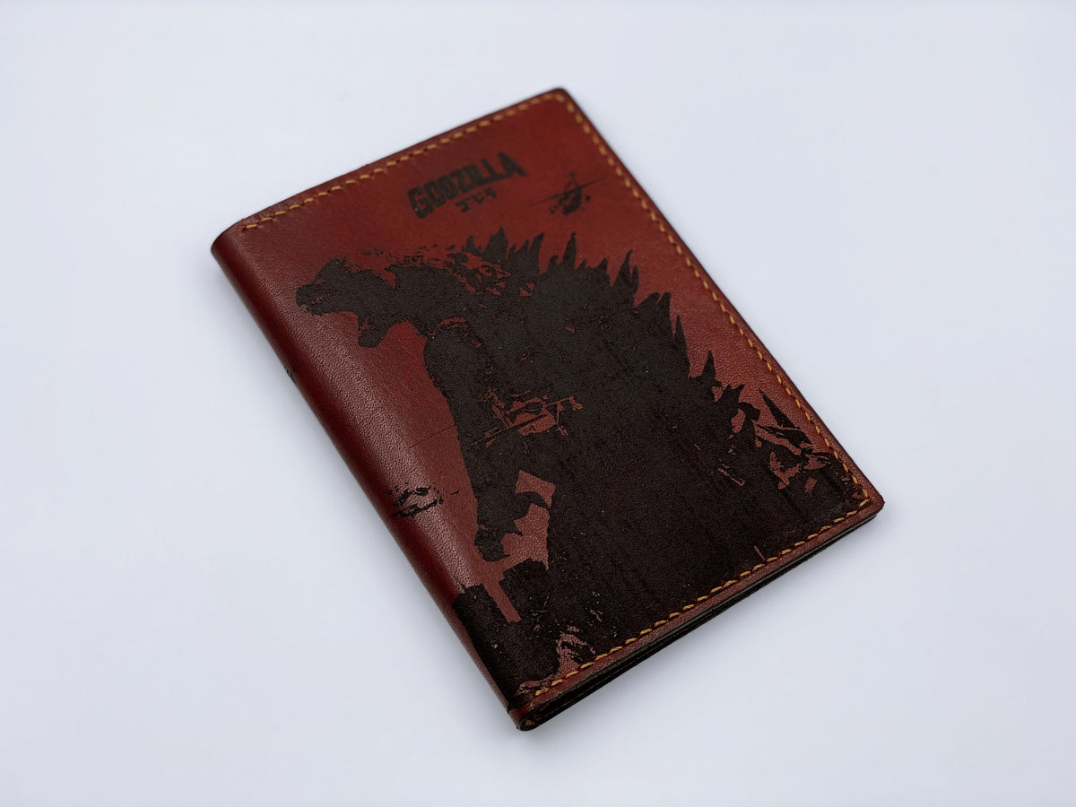 Personalized Godzilla Leather Passport Wallet, Passport Cover, Passport Holder, Custom travel gift, Anniversary gift ideas