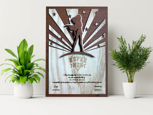 Super Mother special gift for mom, Wooden wall art home decoration, wall art decoration, livingroom kitchen morden decor