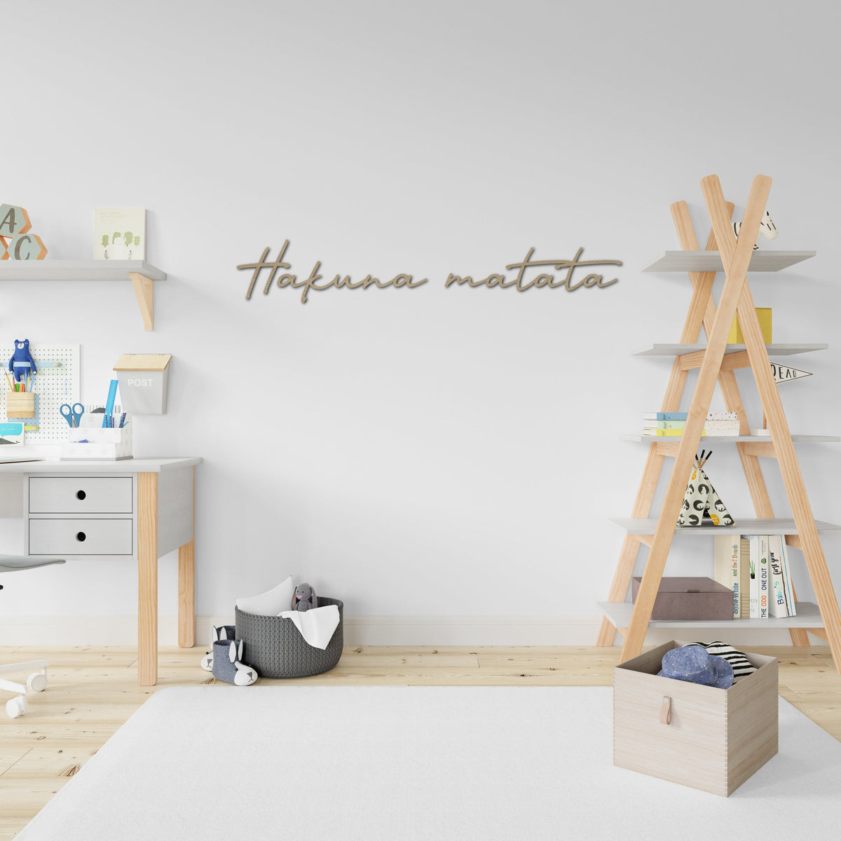 Unik4art - Wooden wall art home decor, Hakuna matata handwriting typography, livingroom bedroom nursery morden decor, lion king wooden decor