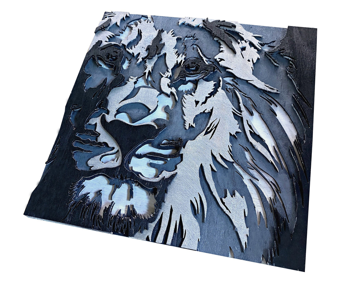 Unik4art - Wooden wall art home decor, Lion 3D multi layers hanging wooden picture, animal wall art decor, livingroom kitchen bedroom morden art