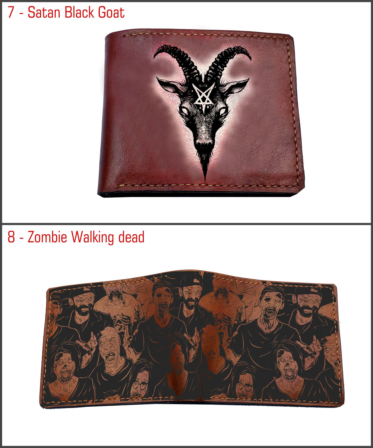 Personalized zombie men's wallet, death wallet, horror gift for men, halloween wallet for husband, boyfriend, horror theme present ideas