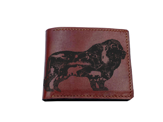 Personalized Rhino animal wallet, tattoo style men's gift, leather men's wallet, custom engraved wallet, present for dad, birthday gift idea