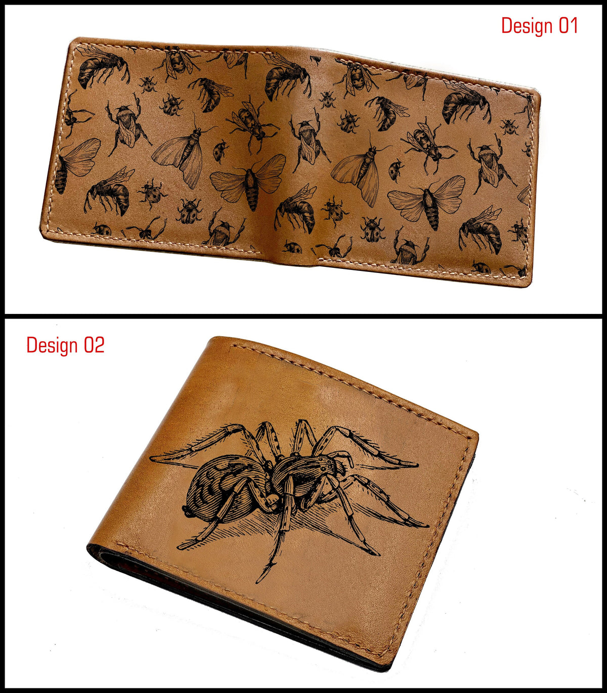 Personalized moth butterfly pattern men wallet, Animal art RFID blocking leather wallet, custom gift for men, insect wallet animal lover