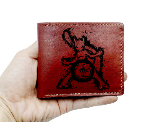 Mayan Corner - Personalized leather handmade wallet, pokemon leather wallet, pikachu evolution art gift, pokemon gift idea for friend, custom pokemon wallet for boyfriend, brother
