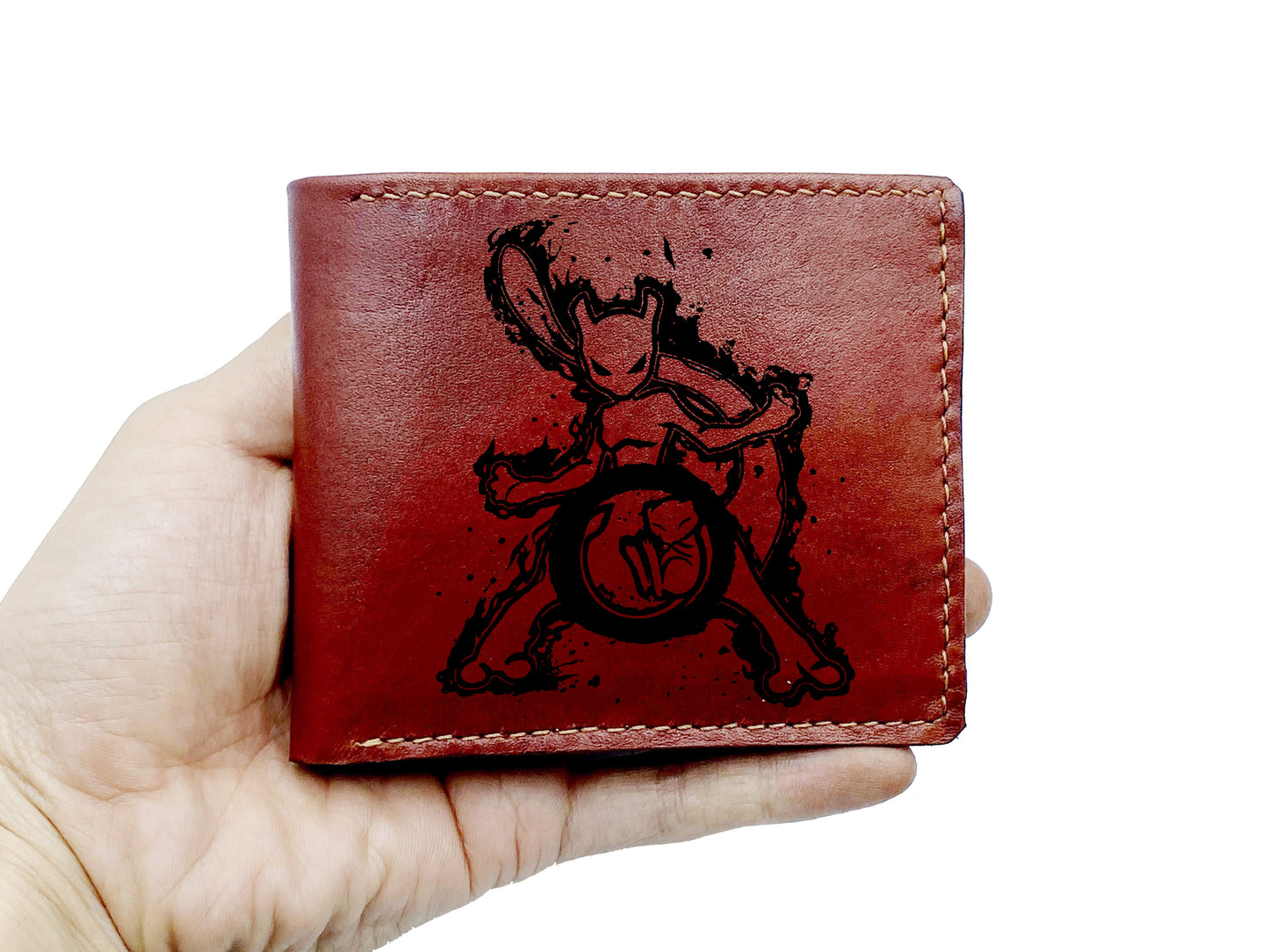 Mayan Corner - Custom pokemon leather gift, pokemon evolution art wallet, pokemon gift for men, handmade leather wallet, bulbasaur evolution draw present, gift for him