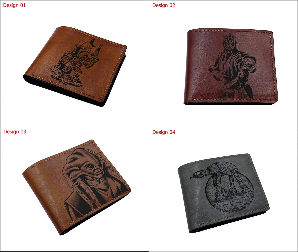 Personalized men's wallet, genuine leather handmade wallet, custom engraving leather gift, Starwars characters wallet, gift for men
