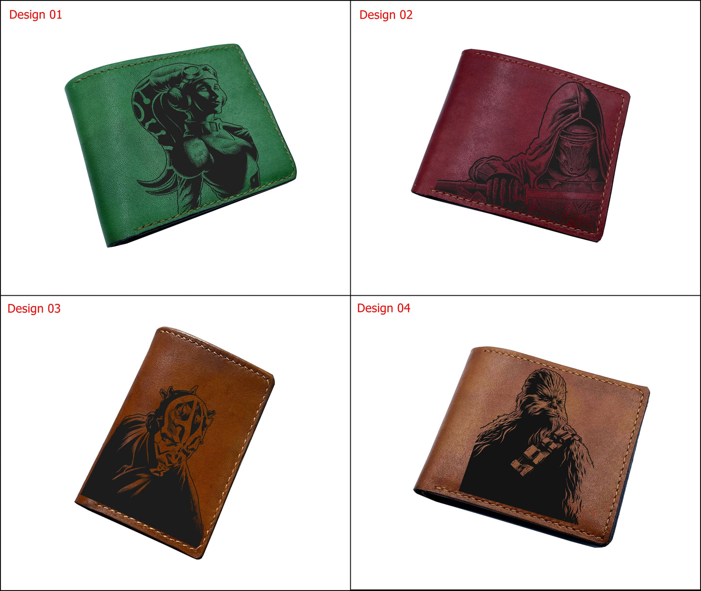Personalized leather wallet, Starwars main characters cool wallet, unique christmas present ideas 2022 for men