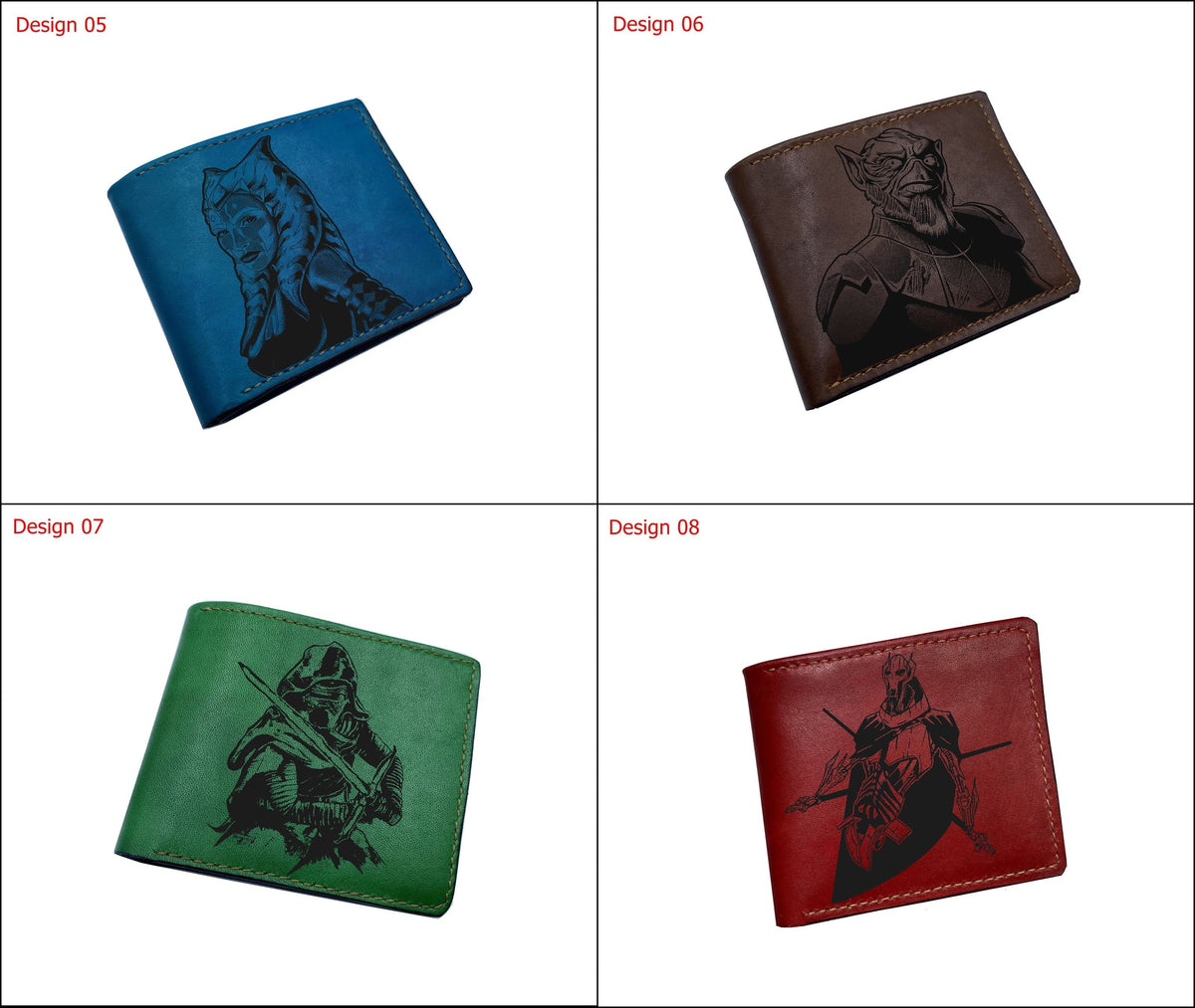 Genuine handmade leather wallet, premium leather gift ideas for men, Starwars characters art drawing, valentine gift ideas for boyfriend