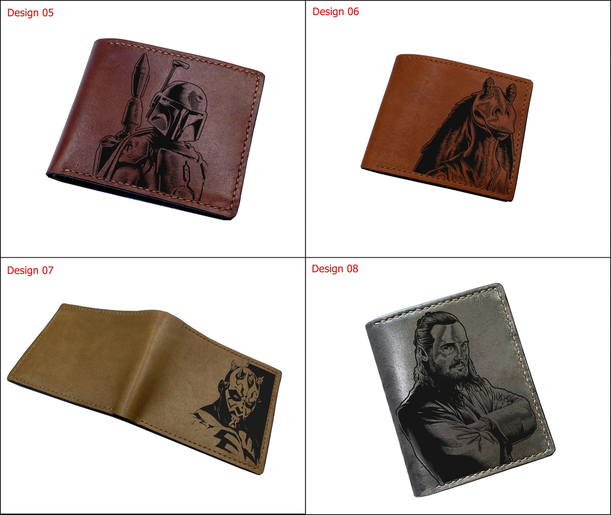 Starwars characters leather art wallet, modern art drawing wallet, cool leather gift for him, christmas gift ideas for brother