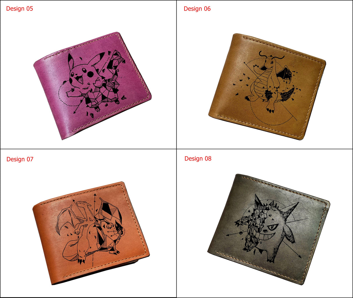 Mayan Corner - Pokemon geometric art leather handmade wallet, leather gift for dad, husband, brother - Vaporeon/Eevee evolution