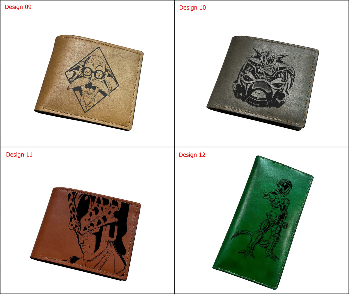 Mayan Corner - Dragon ball characters drawing leather wallet, fan art leather gift for men, wallet for boyfriend, birthday christmas present ideas - Cell android