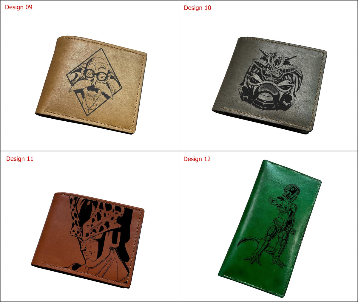 Mayan Corner - Dragon ball characters drawing leather wallet, fan art leather gift for men, wallet for him, leather anniversary present ideas -  Future Frieza