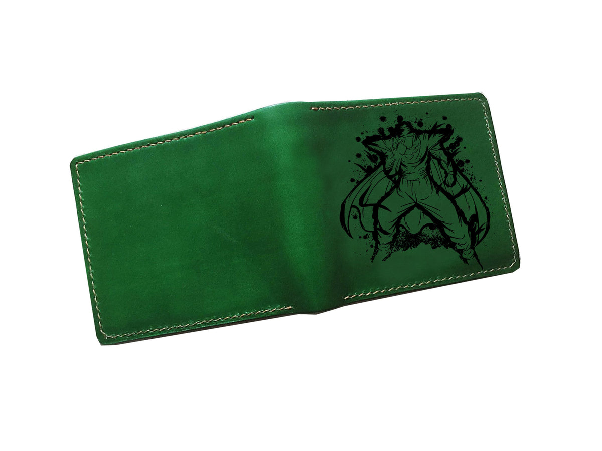 Mayan Corner - Freiza golden form leather wallet, customized dragon ball wallet, dragon ball leather gift for husband, cool gift for dad, super villain leather wallet