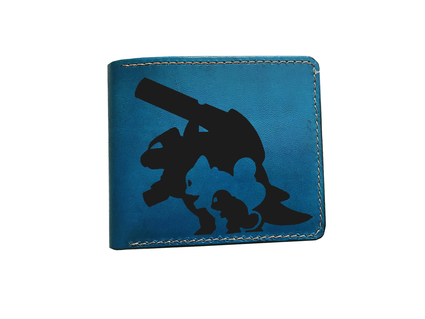 Mayan Corner - Custom pokemon leather gift, pokemon evolution art wallet, pokemon gift for men, handmade leather wallet, bulbasaur evolution draw present, gift for him