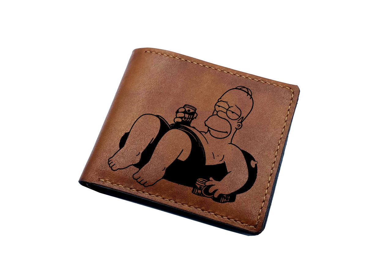Mayan Corner - Bart Simpson movie characters leather gift, The Simpsons movie leather art, cute leather wallet, christmast gift ideas for men
